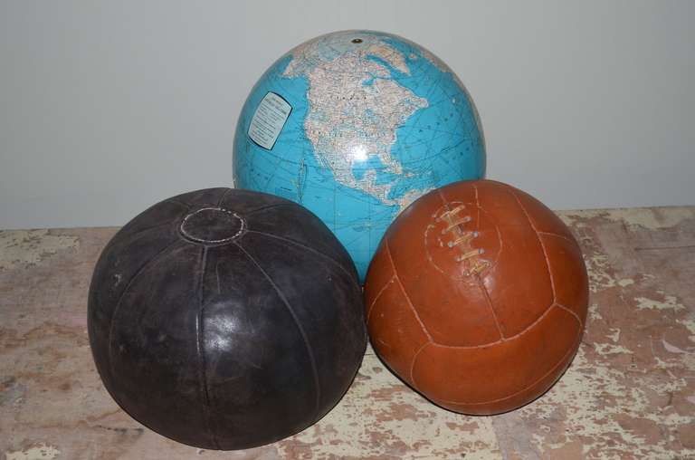 Leather Medicine Balls from the 1930s (pair) 4
