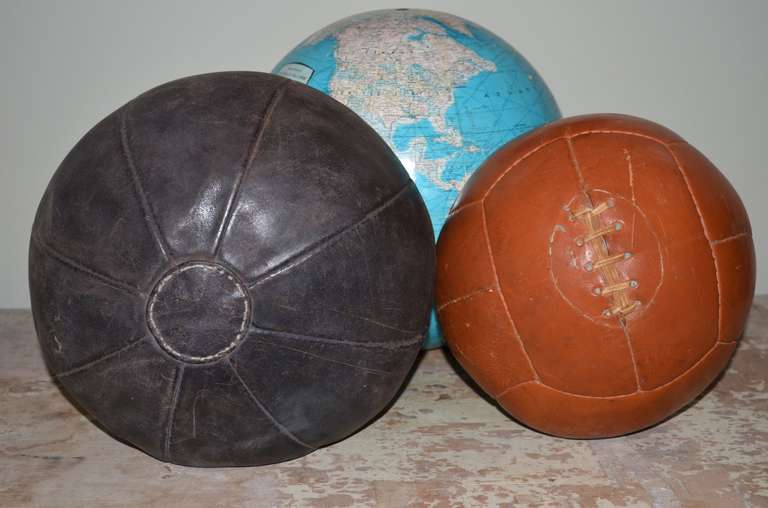 Leather Medicine Balls from the 1930s (pair) 5