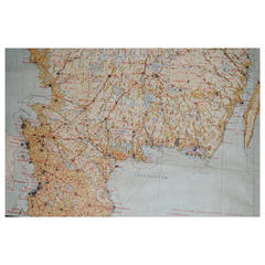 Antique Map of Sweden in Swedish, published in 1917, 10-feet long