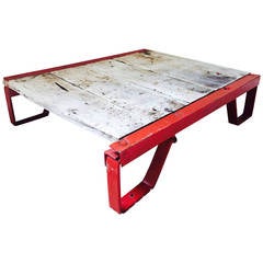 Vintage Factory Flatbed Cart as Coffee Table