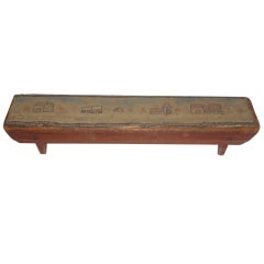 Primitive Shaker Fireside Bench with Hand-embroidered Tapestry
