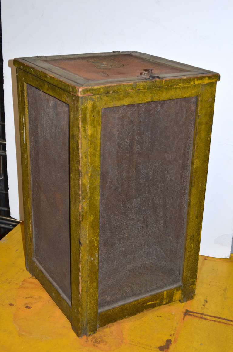 Early 20th century agrarian artifact. See how long it'll take your friends to guess what it is. Sure had us baffled: A hand-made, screened fly trap that was positioned on the rafters high up in the barn. Difficult to see in these photos, there is a