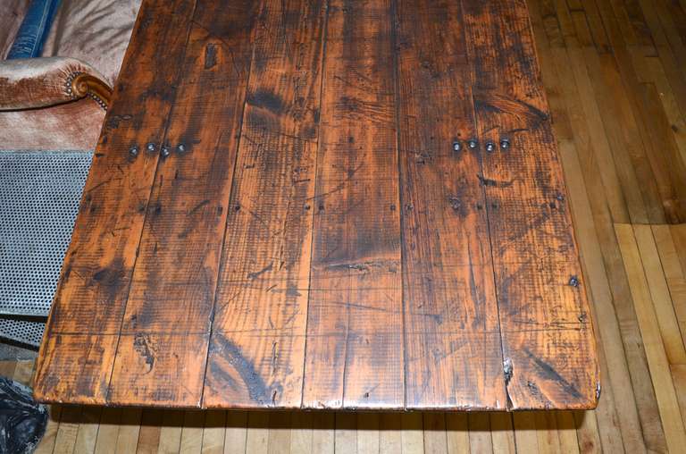 Primitive Early 20th century, Pine, Folding, 8-foot Mercantile Table