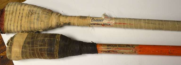 20th Century Broom Ball Sticks from Canada (pair)