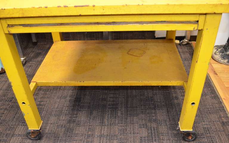 Steel industrial Table in Sunshine Yellow 1
