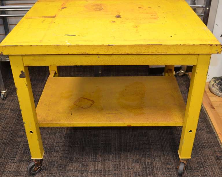 Steel industrial Table in Sunshine Yellow 2