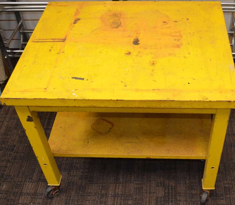 Steel industrial Table in Sunshine Yellow 3