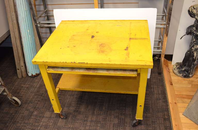 Industrial Steel industrial Table in Sunshine Yellow