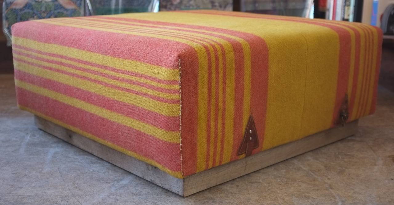 Ottoman Coffee Table with Wool Horse Blanket (add'l fabric options in photos)