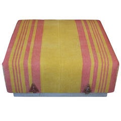 Antique Ottoman Coffee Table with Wool Horse Blanket (add'l fabric options in photos)