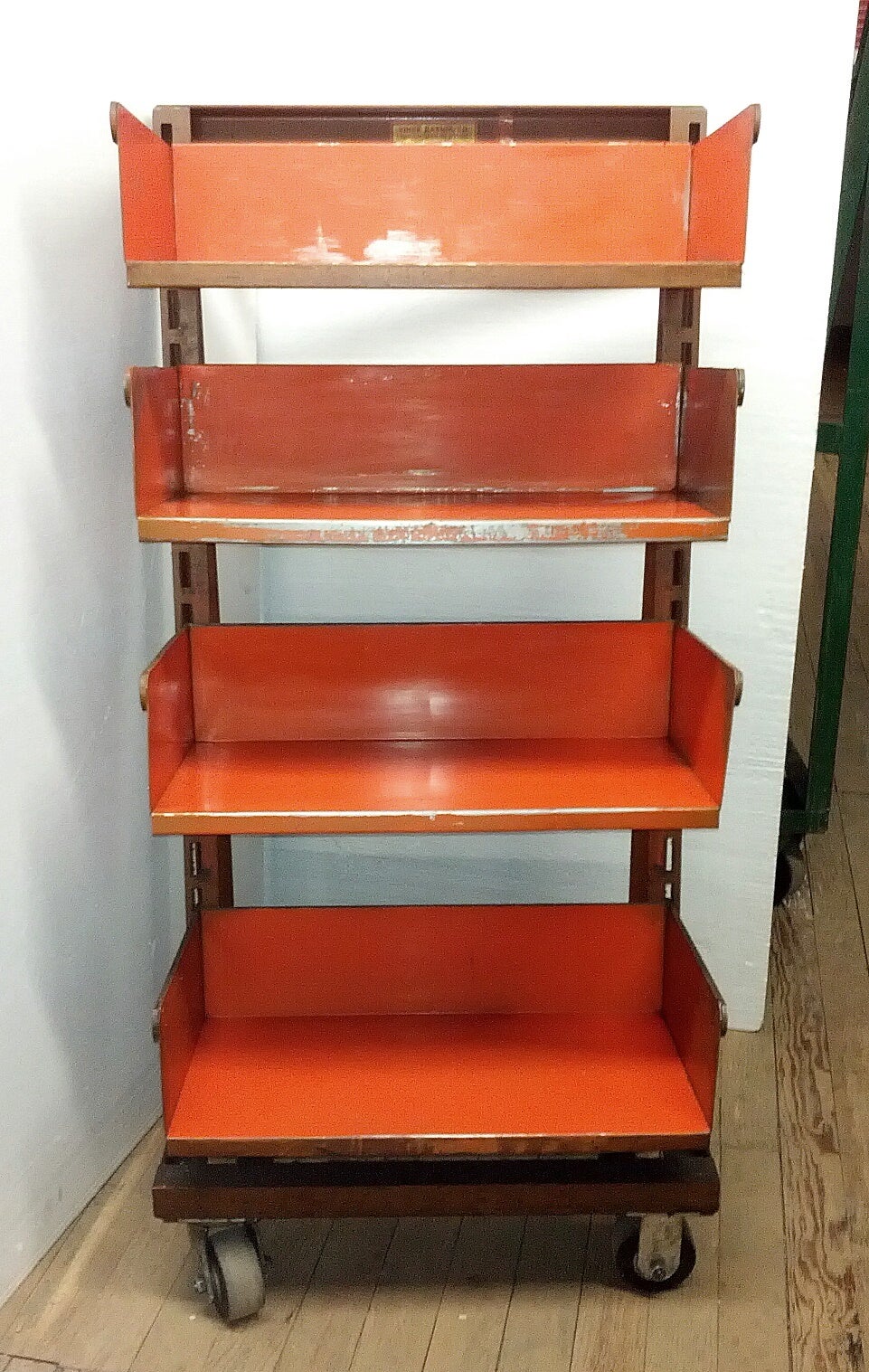 North American Vintage Industrial Orange Shelving Storage Carts