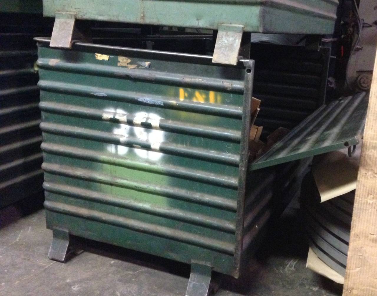Mid-20th Century Large Industrial Steel Storage Bins; 12 available