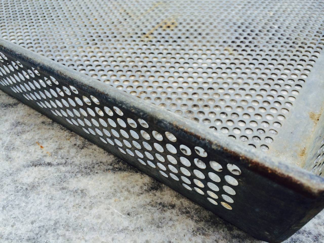 Industrial Galvanized Steel Perforated Sorting Bins; 3 available In Excellent Condition In Madison, WI