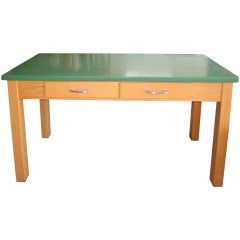 School Lab Table with oak base and epoxy resin top; two available