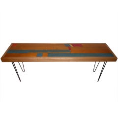 Vintage Coffee table/bench handcrafted from gymnasium flooring