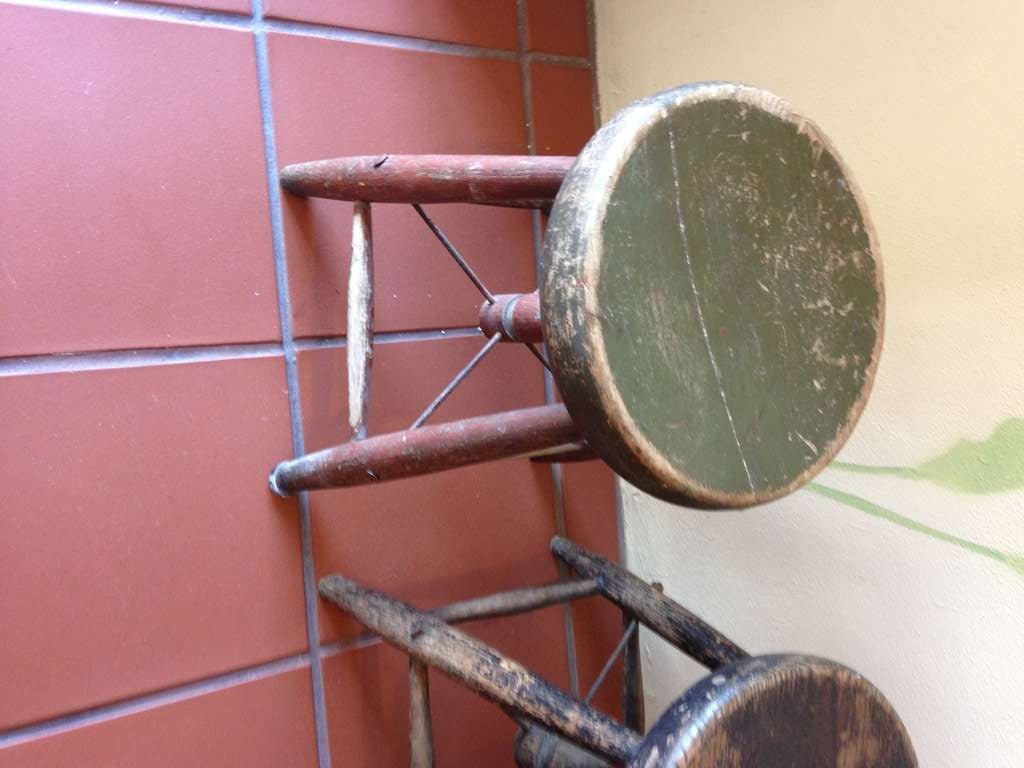 Early 1900s, Maine Schoolroom Wooden Stools (pair) In Good Condition In Madison, WI