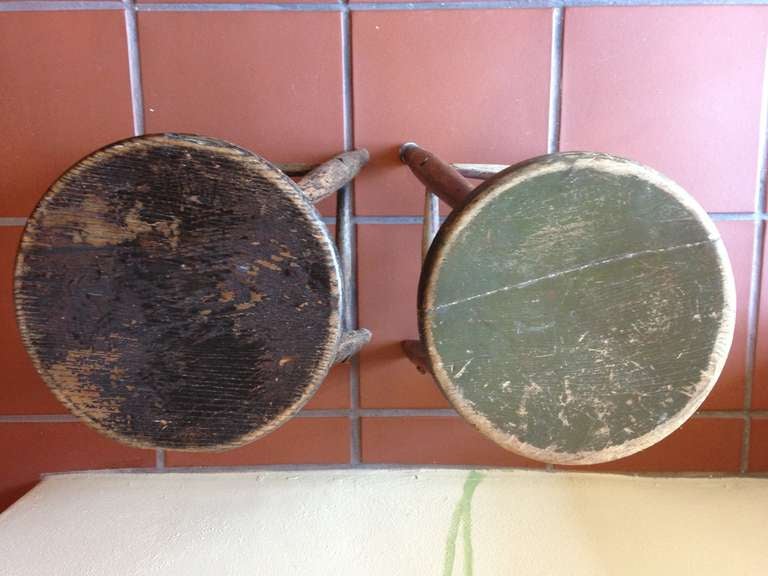 Early 1900s, Maine Schoolroom Wooden Stools (pair) 1