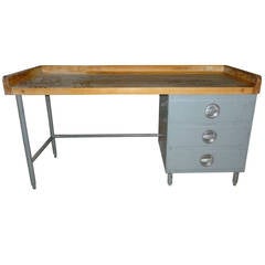Kitchen Island/Food Prep Table with Maple Top, Steel Frame and Drawers