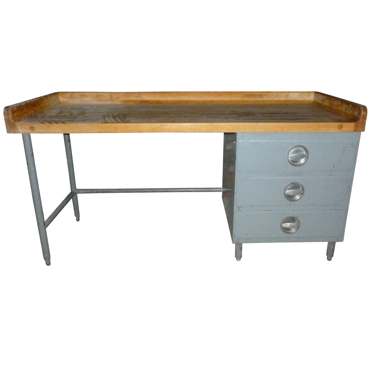Kitchen Island/Food Prep Table with Maple Top, Steel Frame and Drawers