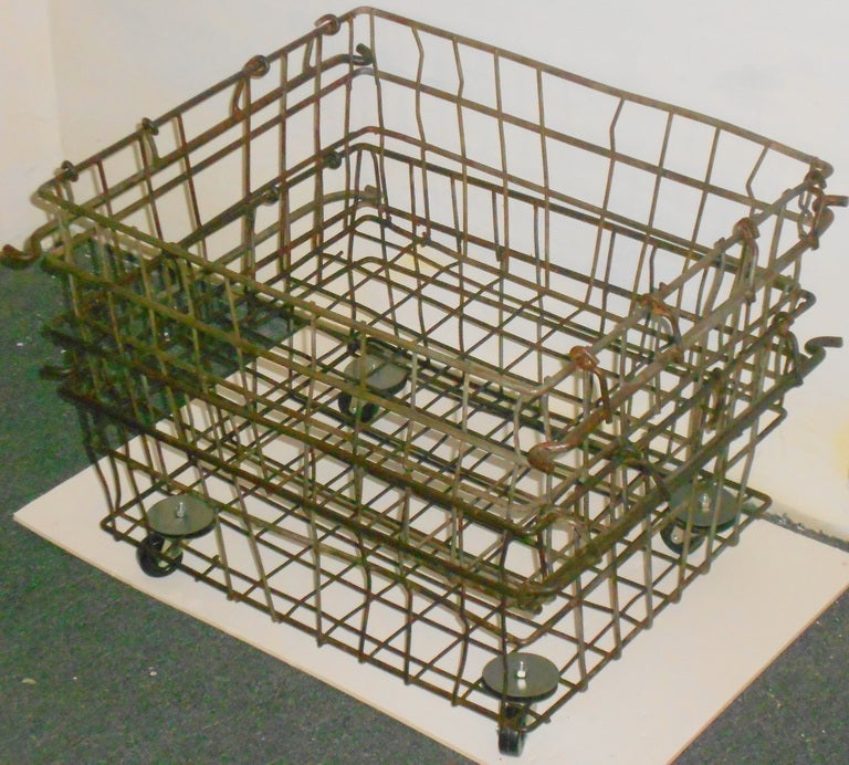 Industrial Wire Storage Basket on Wheels; Quantity Available In Good Condition In Madison, WI