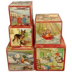 Preschool Set of Five Vintage Nesting Blocks
