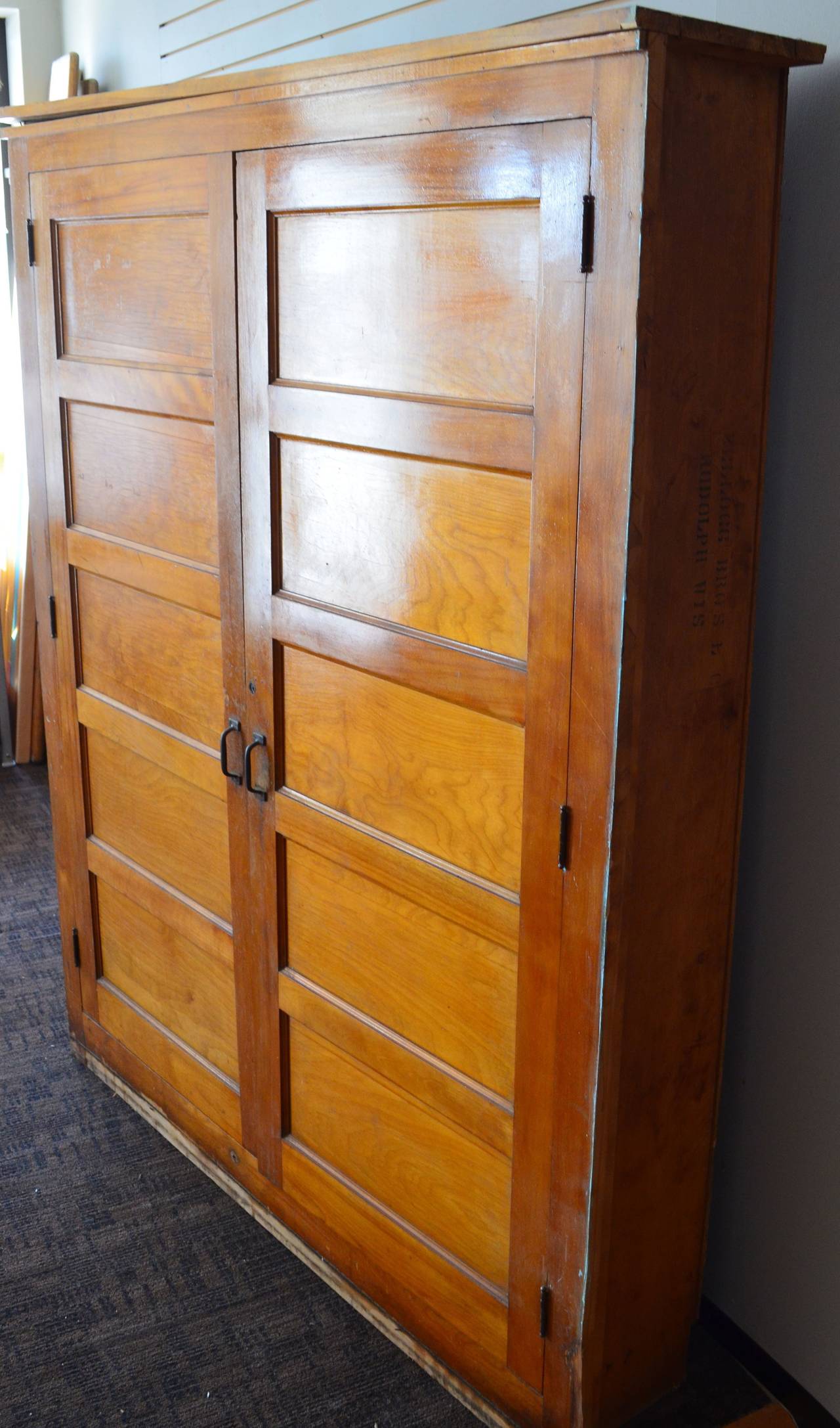 Early 20th Century School House Pine Cabinet Locker, circa 1920s; pair available