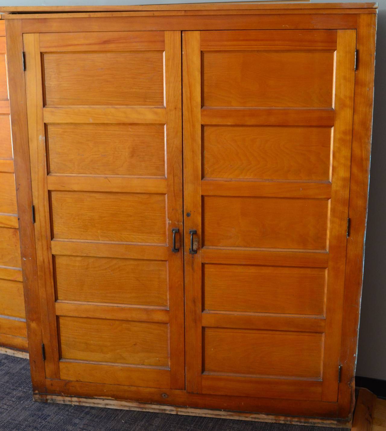 School House Pine Cabinet Locker, circa 1920s; pair available 1