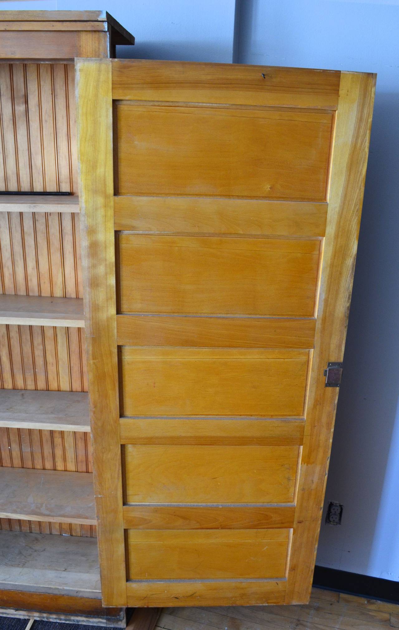 School House Pine Cabinet Locker, circa 1920s; pair available 4
