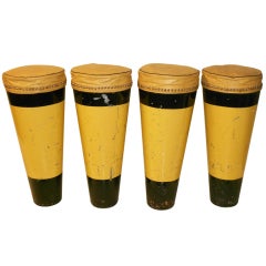 Vintage Set of 4 mid-century bar stools designed as bongo drums