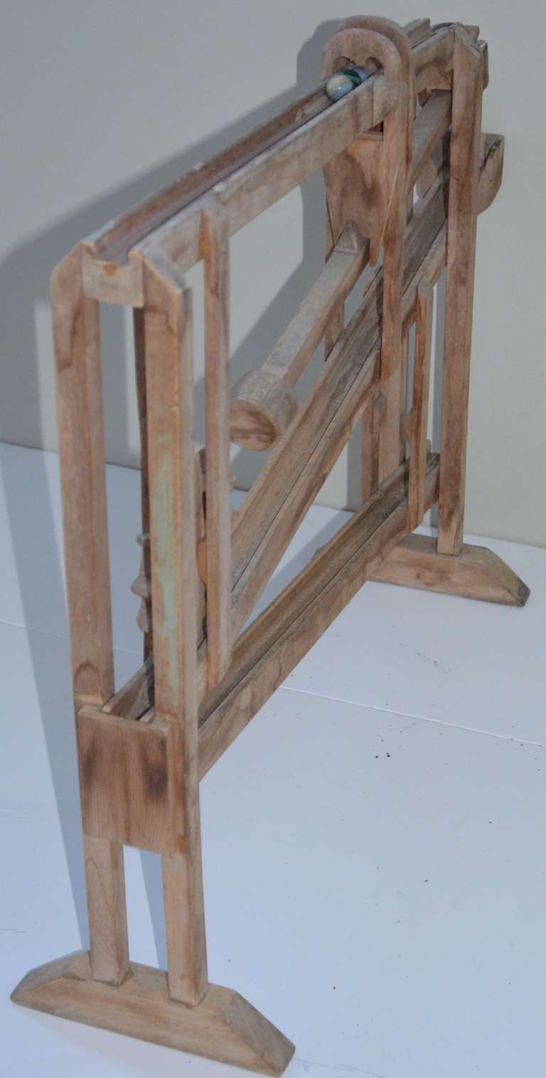 Folk Art Toy Marble Run handmade from wood at 1stdibs
