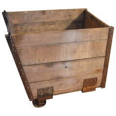 Antique Late 1800s Wooden Coal Cart