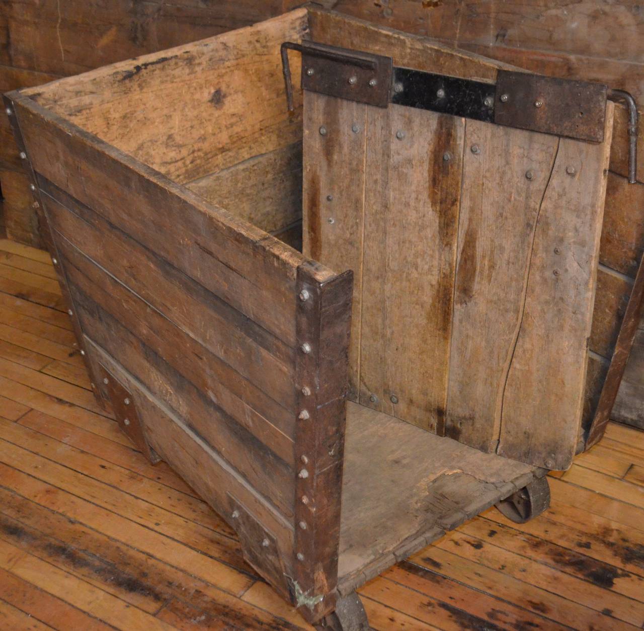 Iron Late 1800s Wooden Coal Cart