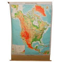 Mid-century schoolroom map of North America