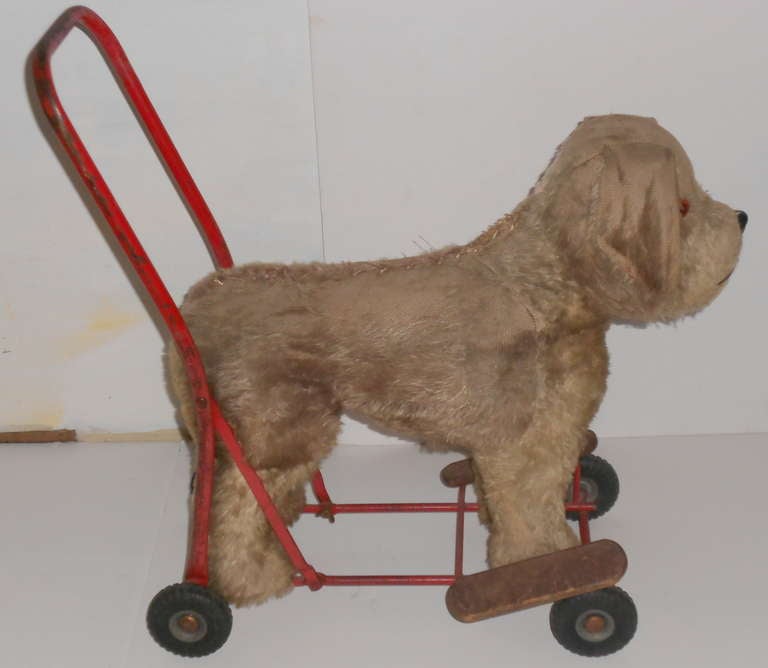 American Antique Child's Toy Dog on Wheels