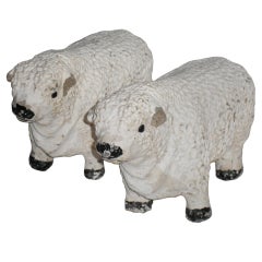 Butcher-shop pair of solid concrete Sheep