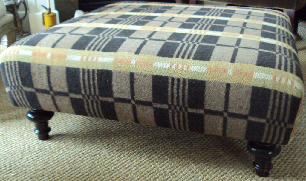 Ottoman (oversized) Upholstered in Vintage Horse Blanket at 1stDibs