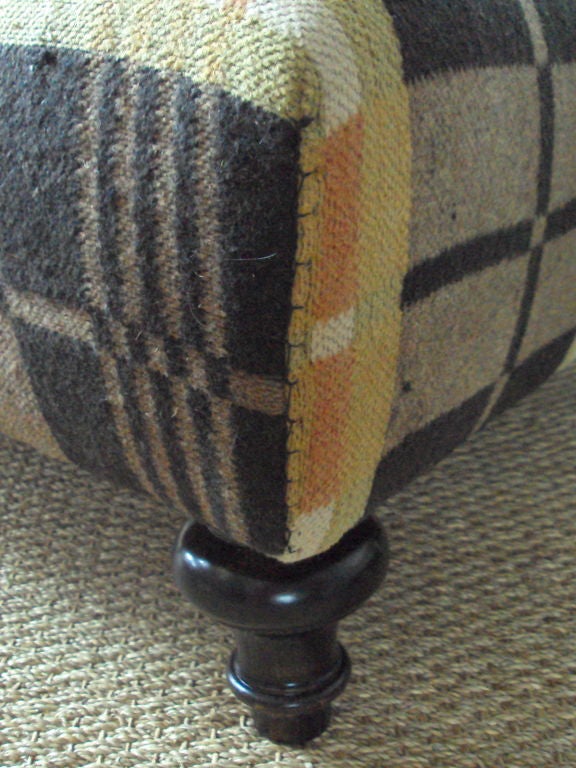 Ottoman (oversized) Upholstered in Vintage Horse Blanket at 1stDibs