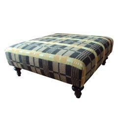 Ottoman (oversized) Upholstered in Vintage Horse Blanket