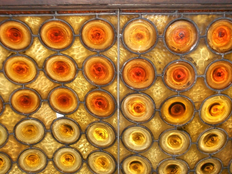 American 1800s Tavern Window of Rondell and Stained Glass