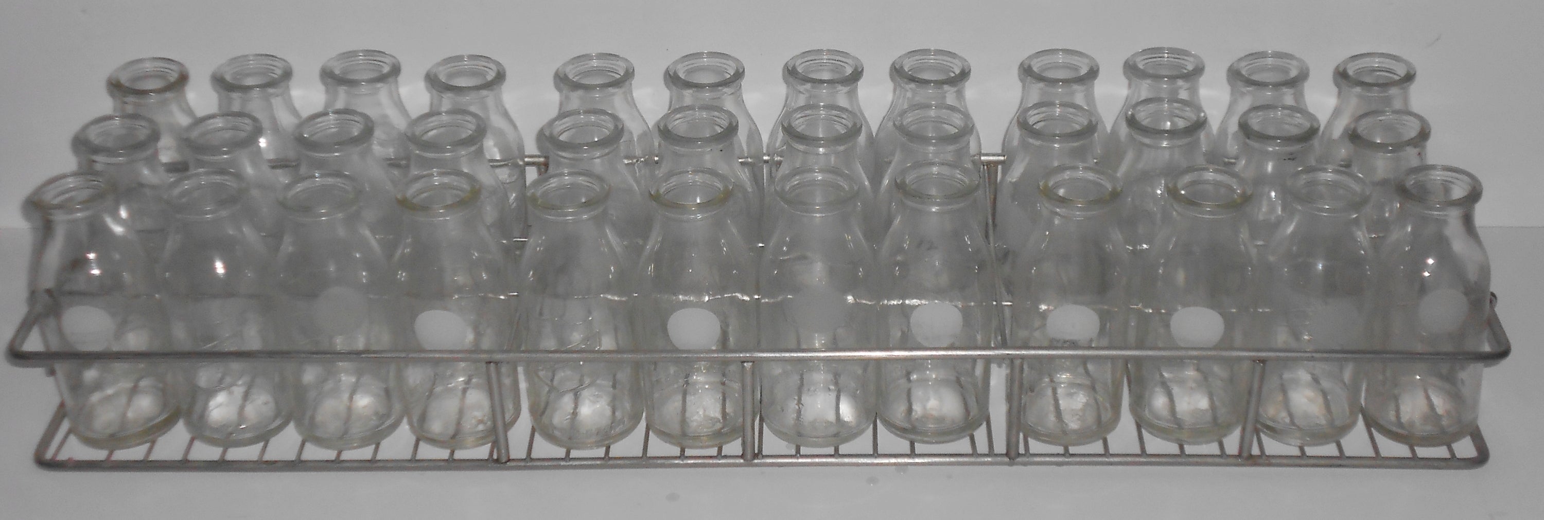 Milk sampling bottles (36) from Mojommier in stainless steel tray