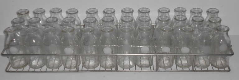 Glass Milk sampling bottles (36) from Mojommier in stainless steel tray