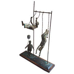 Sculpture in copper titled:  Playground Group No. 2, signed by L. Jensen