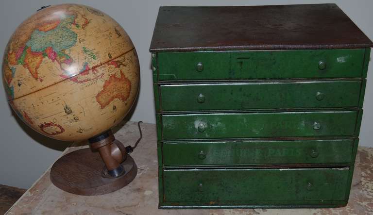 Mid-century industrial cabinet of steel in as-found green paint. 3