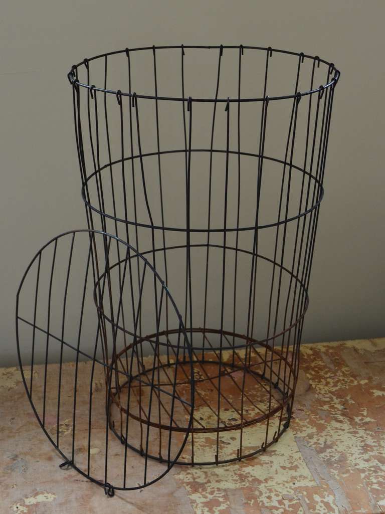 20th Century Vintage Wire Basket with lid
