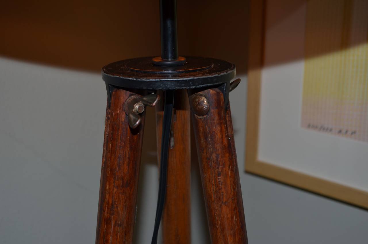 Surveyor Tripod as Floor Lamp In Excellent Condition In Madison, WI