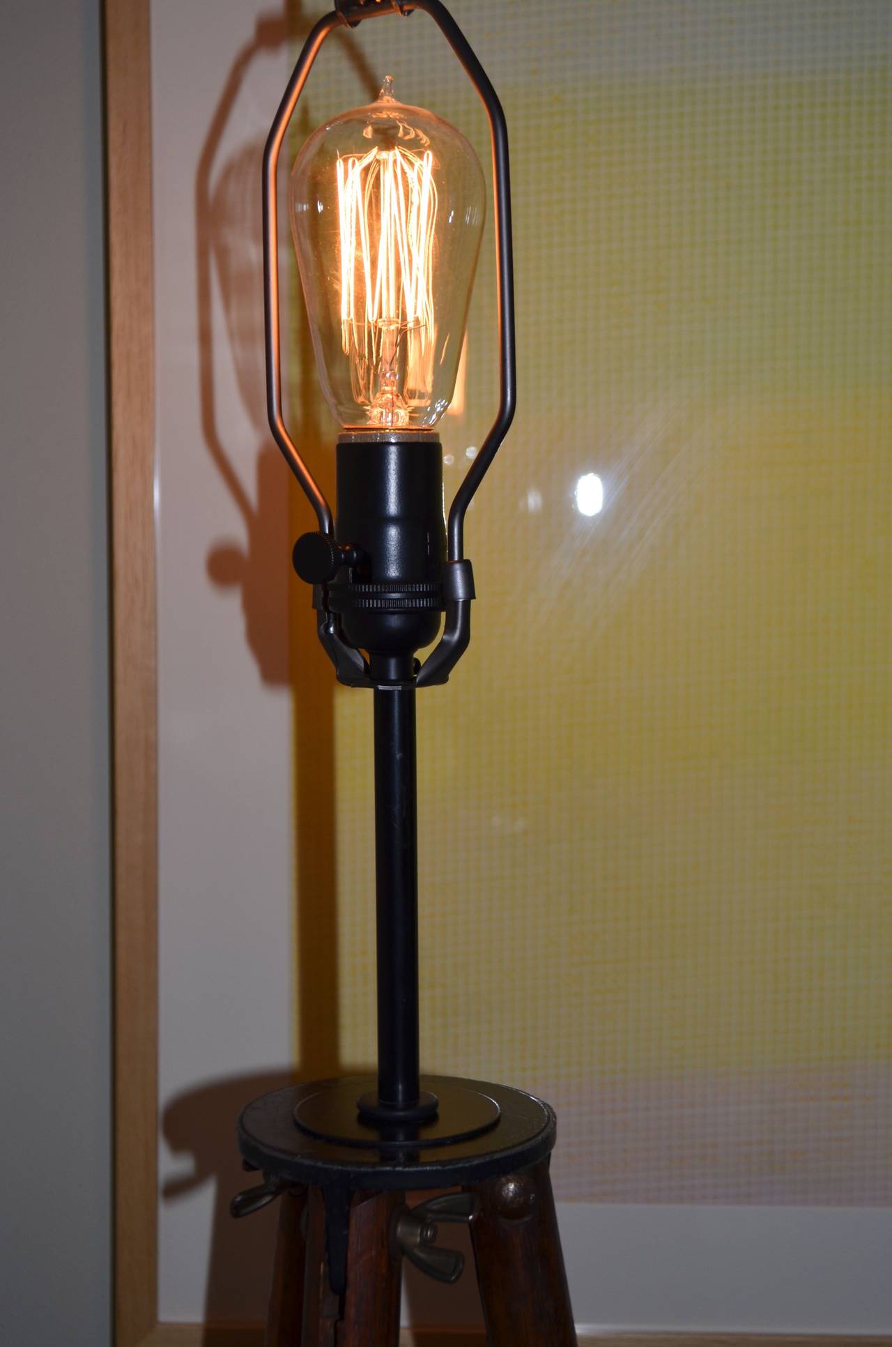 20th Century Surveyor Tripod as Floor Lamp