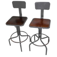 Vintage Industrial Counter Stool (one left) with Adjustable Height & Back