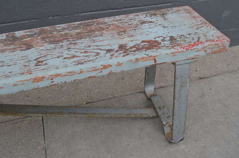 Locker Room Bench of Wood and Steel (2 Available) 2