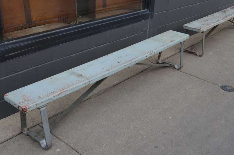 American Locker Room Bench of Wood and Steel (2 Available)