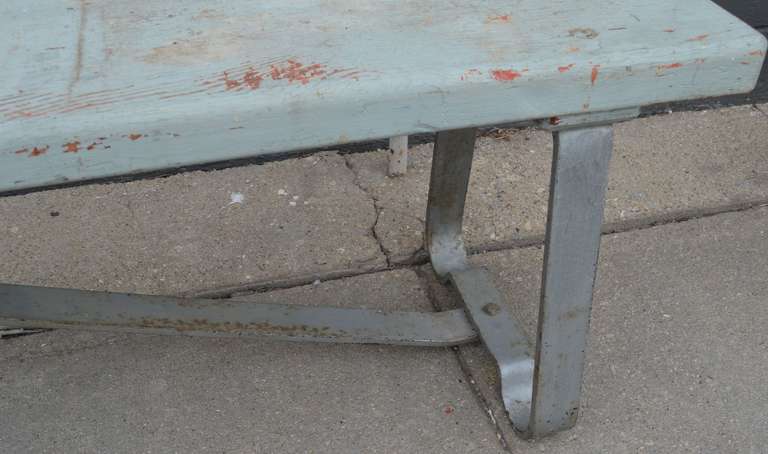 20th Century Locker Room Bench of Wood and Steel (2 Available)
